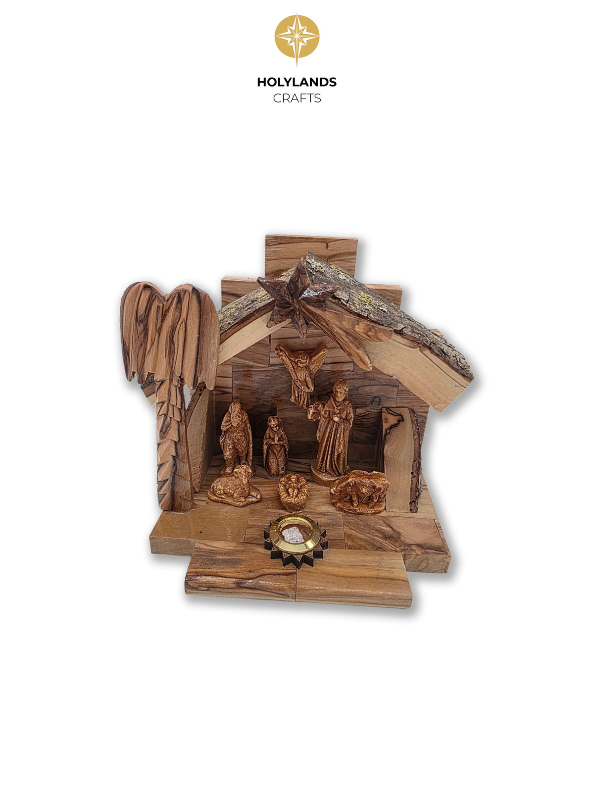 Olive wood nativity set handcrafted in Bethlehem