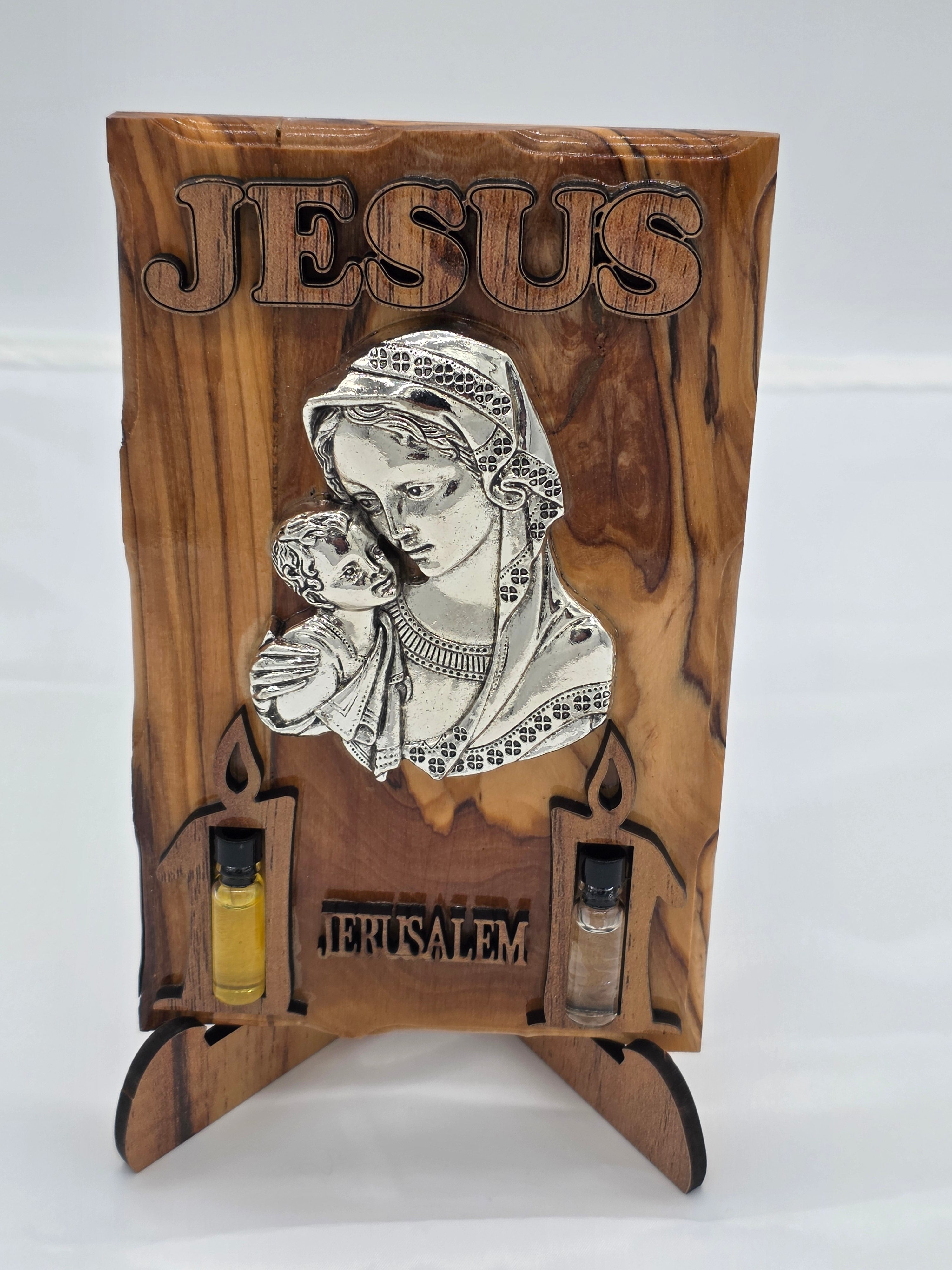 Handmade Plaque with Our Lady and Baby Jesus