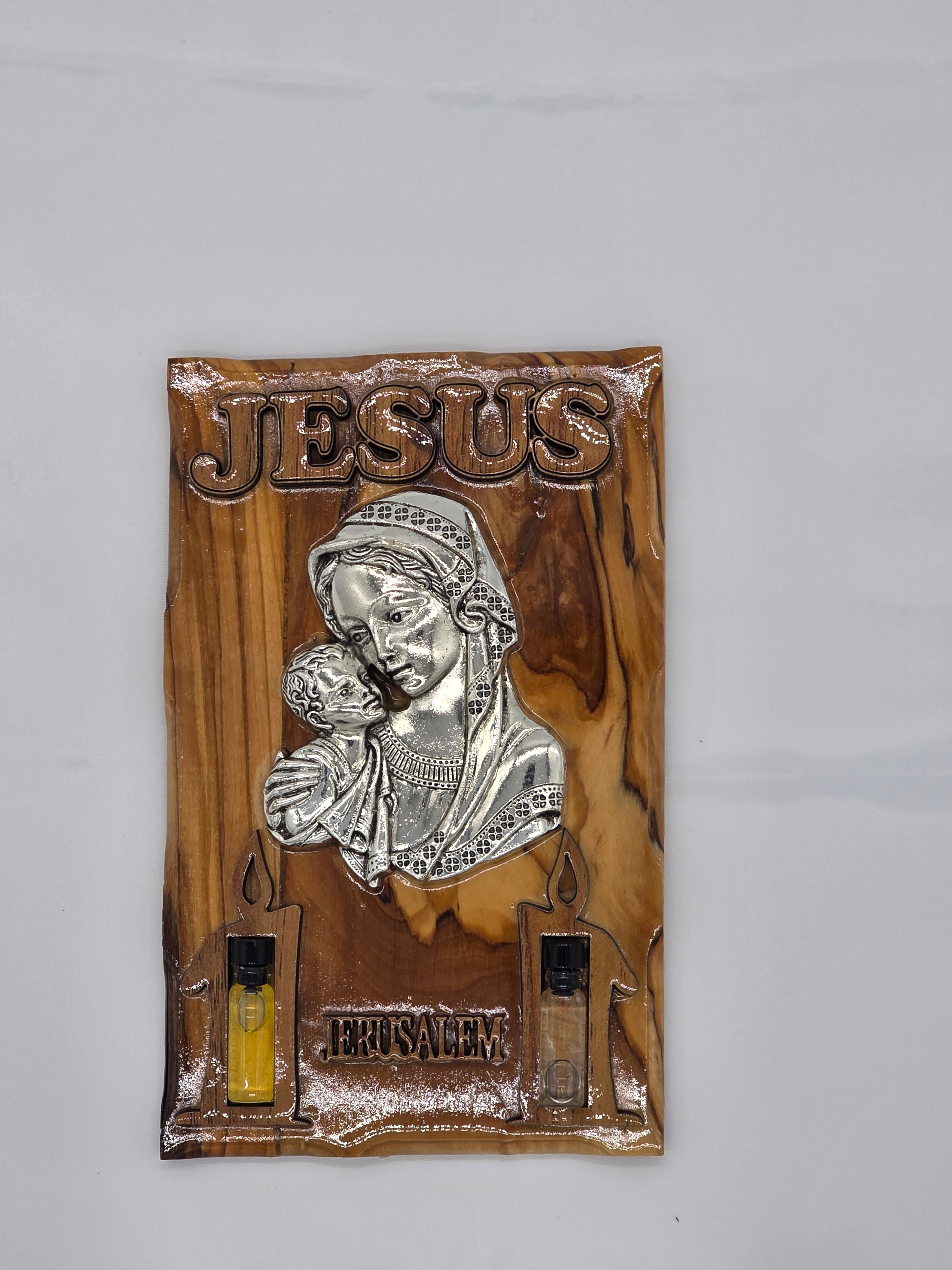 Handmade Plaque with Our Lady and Baby Jesus
