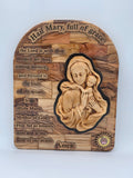 Our Lady and Baby Jesus Plaque with The Hail Mary Prayer