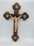 Handmade Olive Wood Crucifix 39cm with Holy Soil , Frankincense , Olive Leave and Holy Stones