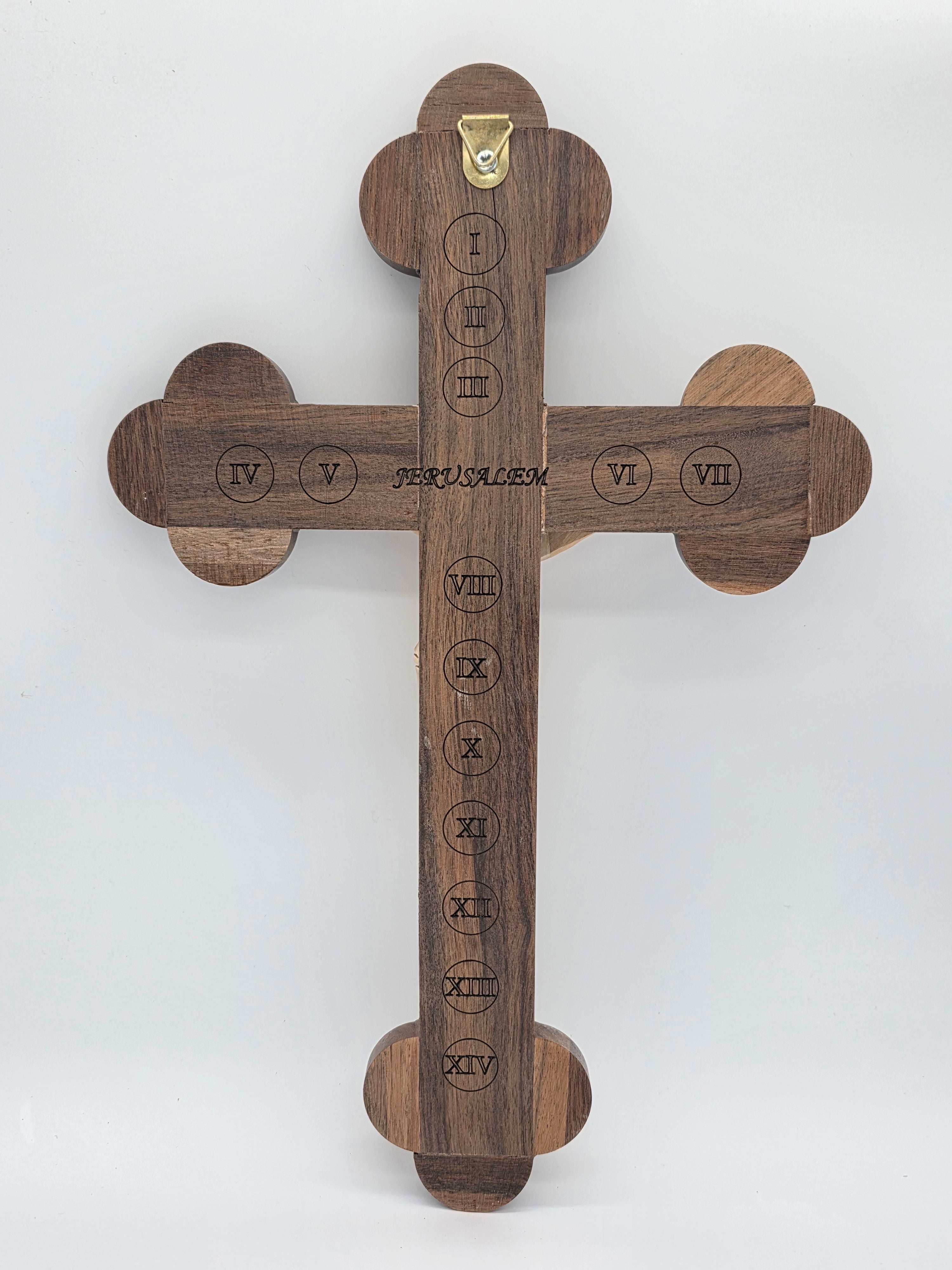 Handmade Olive Wood Crucifix 39cm with Holy Soil , Frankincense , Olive Leave and Holy Stones