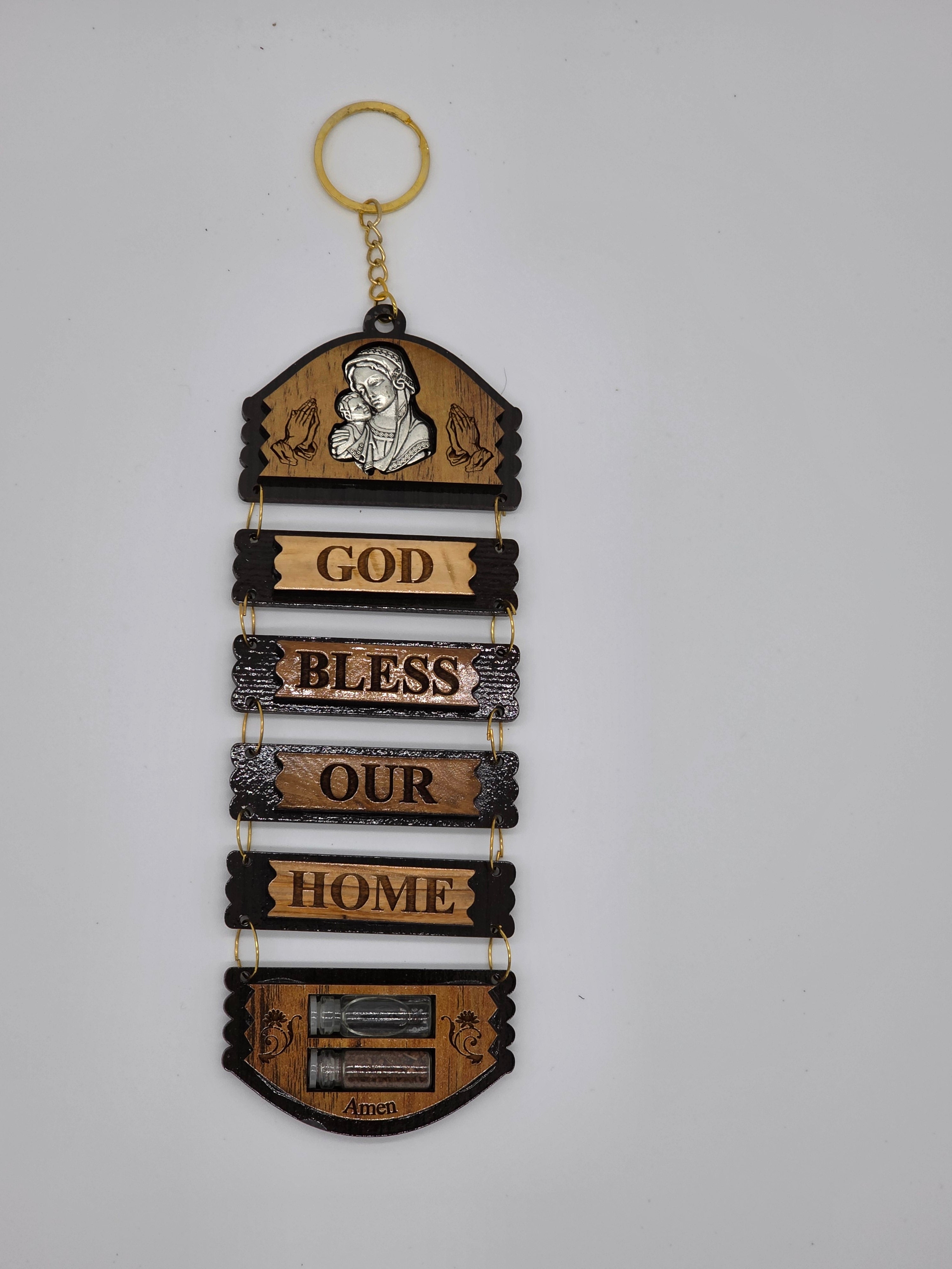 Hanging God bless Our Home with Our Lady and Baby Jesus