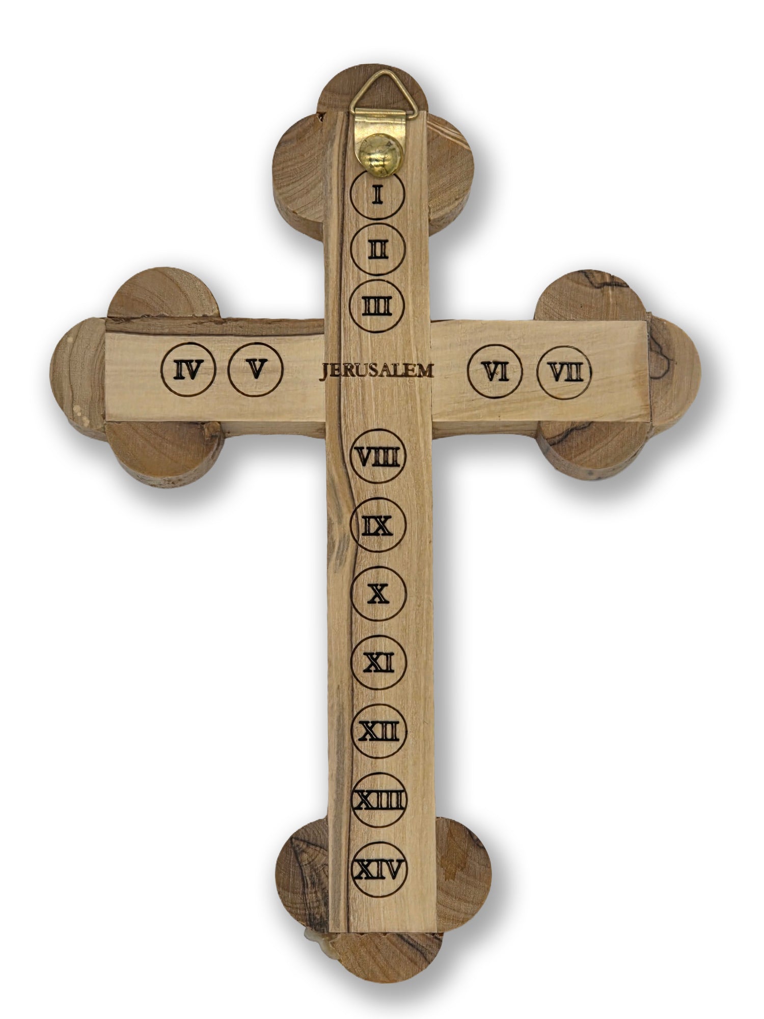 Handmade Olive wood Cross 18cm with God Bless Our Home and Holy Soil