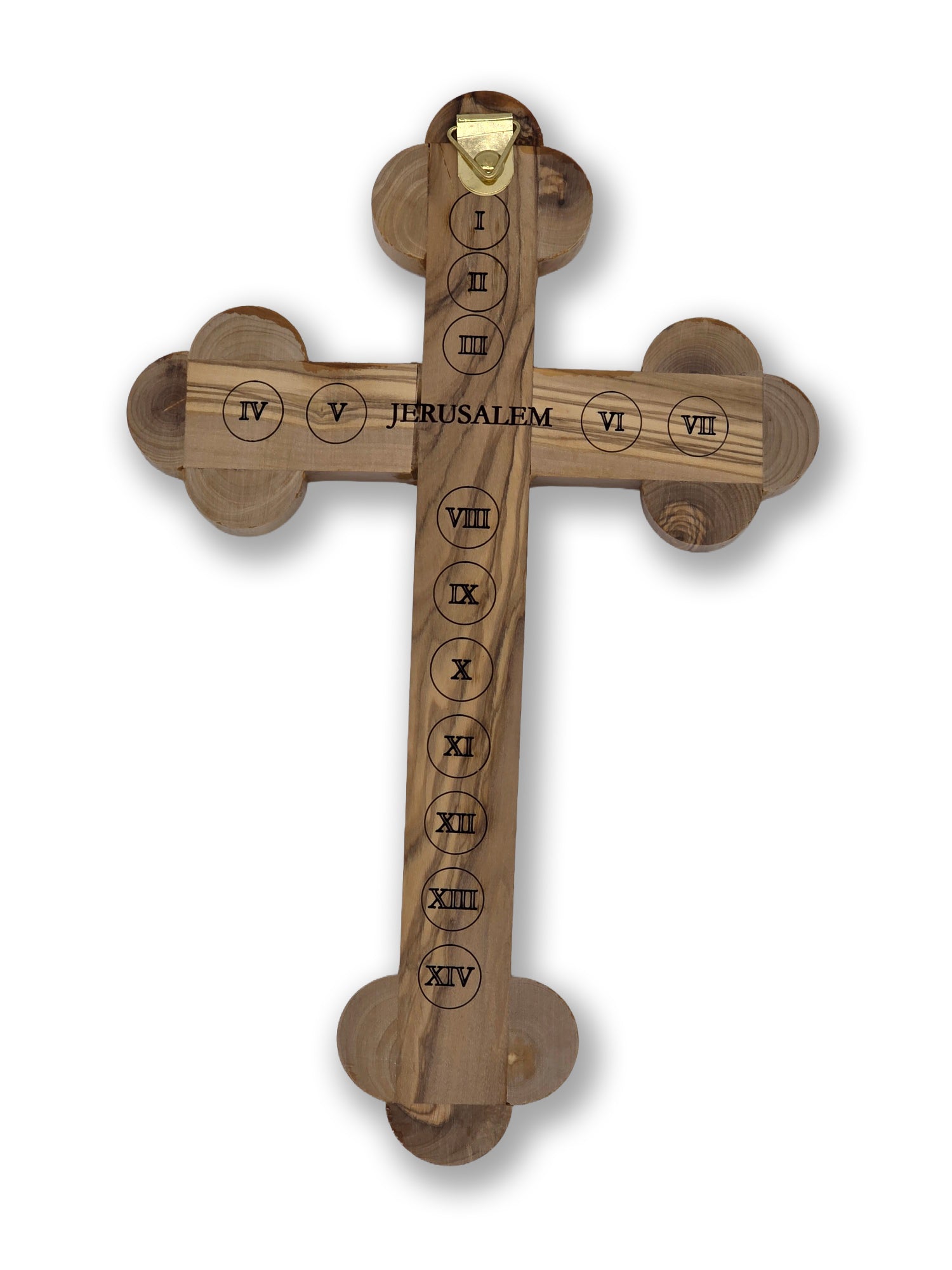 Handmade olive wood Crucifix 28cm with Holy Soil, Frankincense, Olive Leaves and Holy Stones
