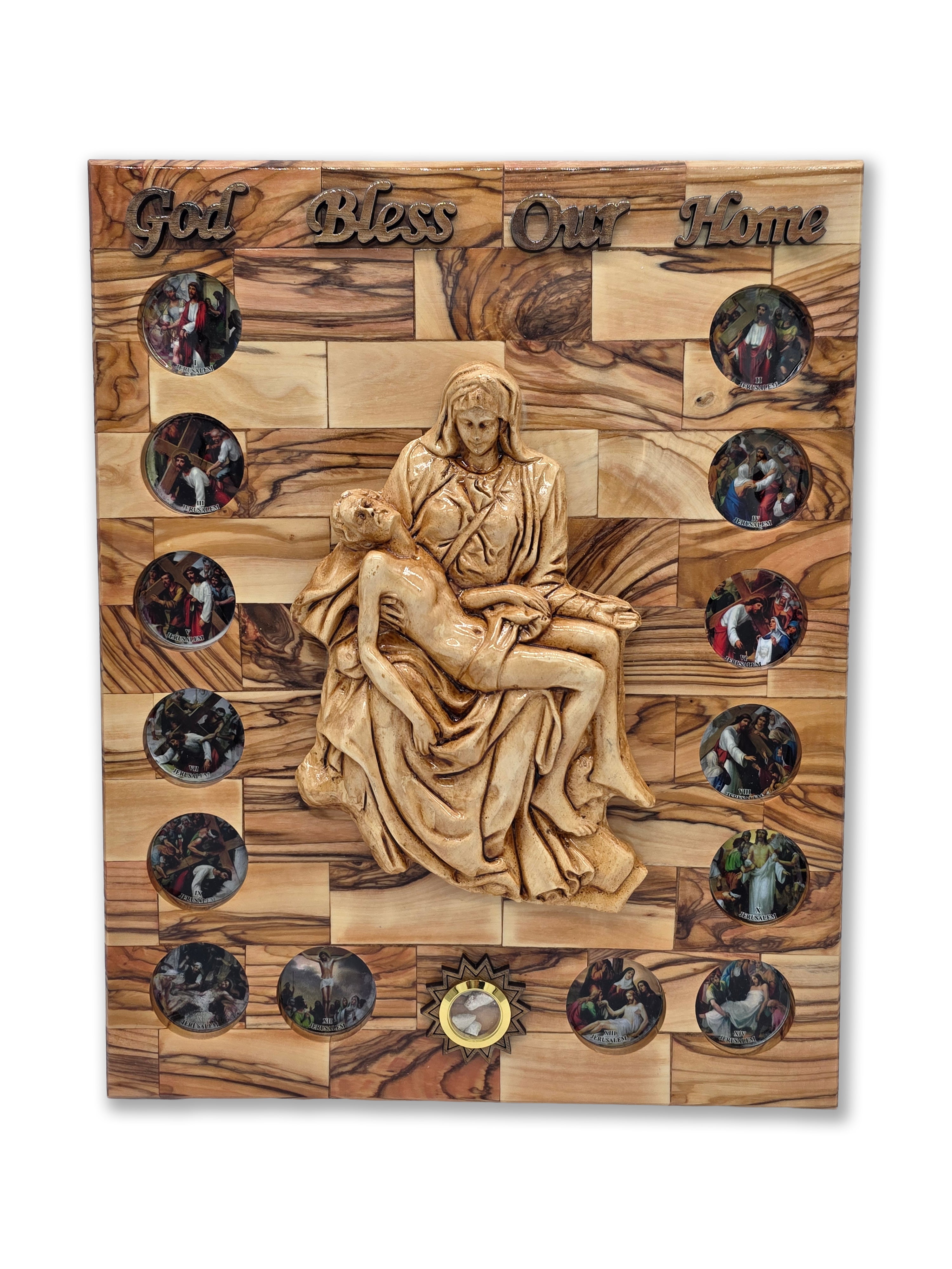 Pieta Plaque with The 14 Stations of The Cross