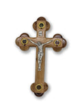 Handmade Olive wood Crucifix 18cm with Holy Soil, Frankincense, Olive Leaves and Holy Stones