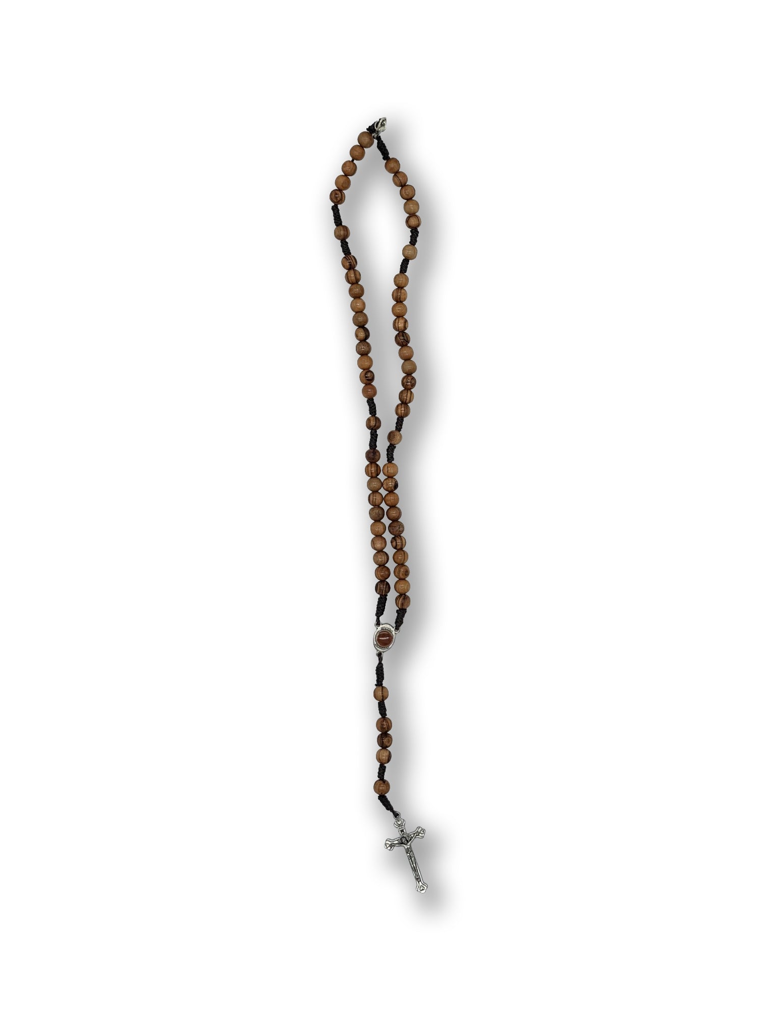 Corded Olive Wood Rosary Beads with Holy Soil