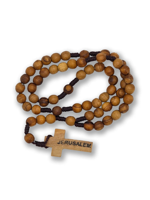 Corded Olive wood Rosary beads with CrossHolylands Crafts#original_value##Olive_wood##Bethlehem#