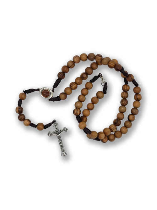 Corded Olive Wood Rosary Beads with Holy SoilHolylands Crafts#original_value##Olive_wood##Bethlehem#