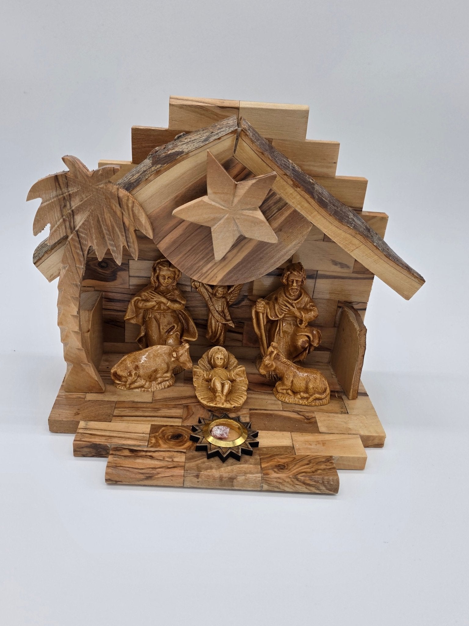 Handmade Musical Olive Wood Nativity Set LargeHolylands Crafts#original_value##Olive_wood##Bethlehem#