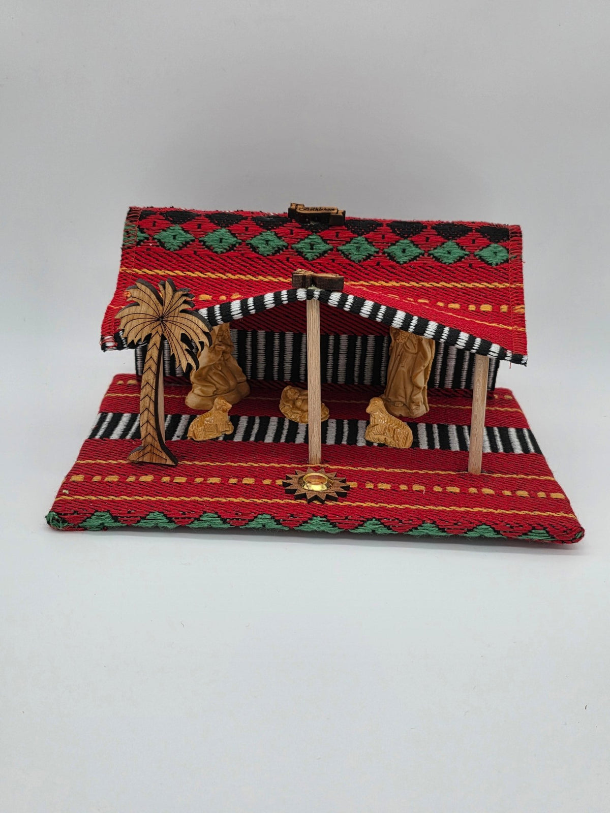 Handmade Nativity Scene made from traditional Palestinian FabricHolylands Crafts#original_value##Olive_wood##Bethlehem#