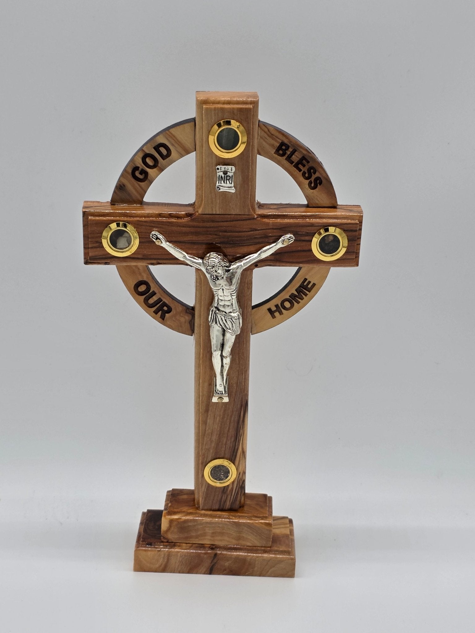 Handmade Olive Wood Standing Crucifix 23cmHolylands Crafts#original_value##Olive_wood##Bethlehem#