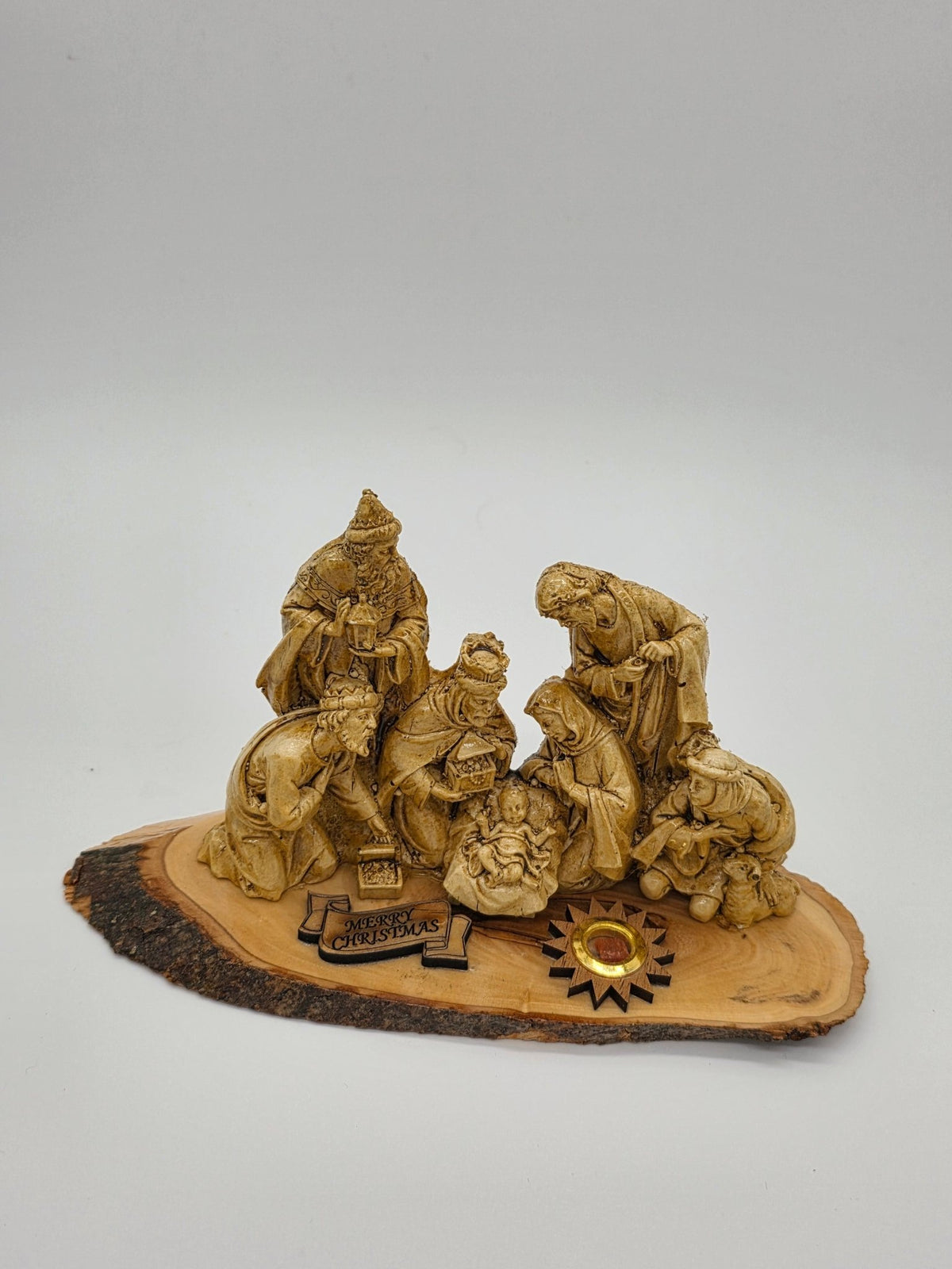Nativity Scene with bark of Olive WoodHolylands Crafts#original_value##Olive_wood##Bethlehem#